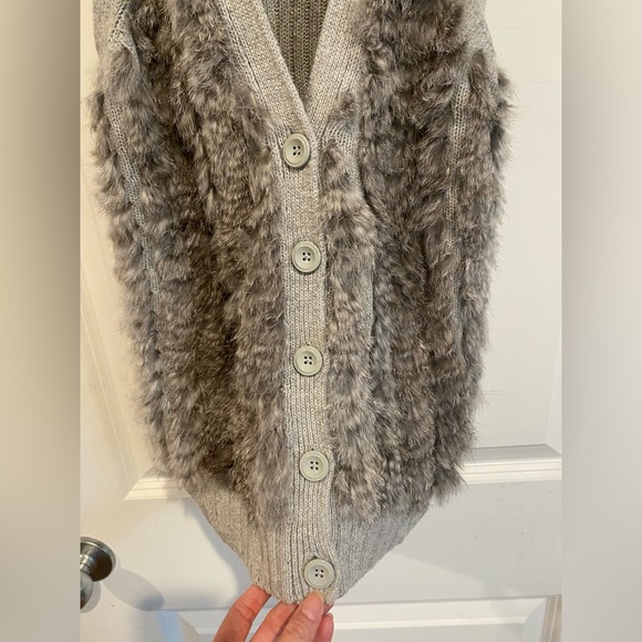 BNWT A/X Armani Exchange cotton/wool blend vest with Angora Fur panels - Picture 5 of 7